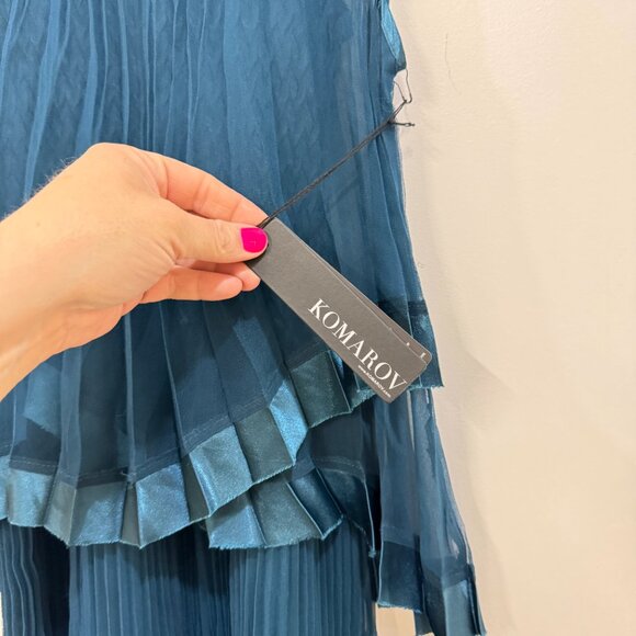 Komarov Set of 2 Sleeveless Pleated Fabric Dress Teal - Picture 7 of 10